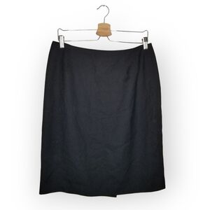 Vintage Jacqueline Ferrar Worsted Wool Pencil Skirt Black Wmn's Sz 16